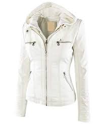 Springrain Women S Casual Stand Collar Detachable Hood Pu Leather Jacket Medium White Leather Jackets Women Faux Leather Jacket Women Womens Jackets Casual