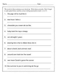 Mixed Up Sentences Writing Sentences Grades 2 3 Set 1 Sentence Writing Punctuation Worksheets Jumbled Words