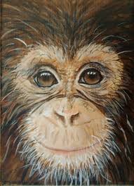 Chimpanzee Art Monkey Painting Jungle Animal Art Ape Original Painting On Canvas Home Decor Jungle Animal Art Animal Paintings Acrylic Animal Paintings