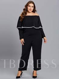 Plus Size Off Shoulder Falbala Womens Jumpsuits