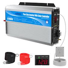 GIANDEL 2200W Pure Sine Wave Power Inverter 12V DC to 110V 120V AC with 20A  Solar Charge Control Lithium Battery Compatible and Remote Control&LED ...