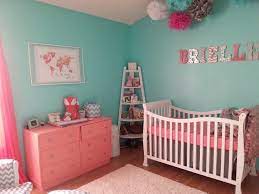 Coral Pink And Teal Nursery With Splashes Of Navy Blue This Is Almost Exactly What I Want But No Maps Maybe Coral Nursery Girl Teal Nursery Girl Teal Nursery