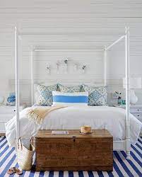 .coastal bedroom furniture and beach furniture including beds, chests and dressers that incorporate classic beach house themes like crisp white finishes, nautical design elements, and by incorporating our comfortable and finely crafted coastal bedroom furniture into your beautiful home or cottage. Coastal Bedroom With Poster Beds Canopy Beds Shop The Look In 2021 Beach House Bedroom Beach Themed Bedroom Beach Bedroom Decor