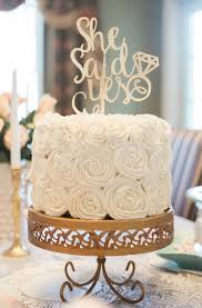 She Said Yes Cake A Gold And Blush Bridal Shower Ultimate Bridesmaid Anne Molna Bridal Shower Cakes Bridal Shower Rustic Bridal Shower Decorations Elegant