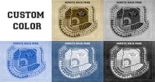 Vintage Print Of Minute Maid Park Seating Chart Houston Astros Baseball Blueprint On Photo Paper Matte Paper Or Stretched Canvas