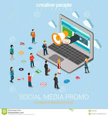 Social Media Marketing Online Promotion Flat 3d Web Isometric ...