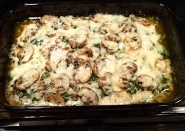 Chicken Spinach And Mushroom Low Carb Oven Dish Recipe By Bohemian Recipe Spinach Stuffed Mushrooms Chicken Casserole Easy Oven Dishes Recipes