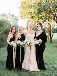 Black And White Wedding Bridesmaid Dresses Timeless Elegance Texas Wedding In Shades Of Black White And Blush Black Bridesmaid Dresses Black Bridal Parties Black Wedding