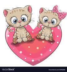 Two Cute Cartoon Kittens Vector Image On Vectorstock In 2020 Kitten Cartoon Cute Animal Clipart Cute Doodles
