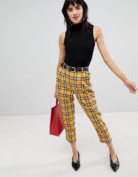 Black And White Checkered Pants Outfit Image Alternatetext Yellow Pants Outfit Plaid Pants Outfit Fashion