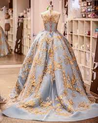 Reem Acra Spring 2018 Bridal Strapless Straight Across Full Embellishment Blue Color Princess Ball Gown Wedding Dress Chapel Train Gowns Dresses Gowns Dresses