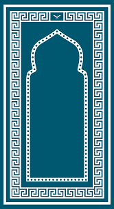 Illustration of muslim girl sitting on the prayer rug while praying. Prayer Mat Sajda Foldable Teal 5993
