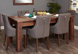 Modern kitchen stools for island. Baumhaus Mayan Walnut Extending Dining Table And 6 Accent Slate Upholstered Chairs Cfs Furniture Uk