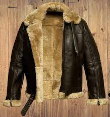 Mens Black And Brown Raf Faux Fur B3 Bomber Fur Leather Jacket Aviator Sheepskin In 2021 Fur Leather Jacket Brown Leather Bomber Jacket Mens Leather Coats