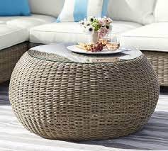 Coffee table rattan square small helena white. Torrey All Weather Wicker Outdoor Coffee Table Pouf Natural Pottery Barn