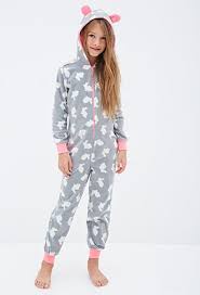 Hooded Bunny Print Onesie Kids Tween Outfits Cute Little Girls Outfits Girl Onesies