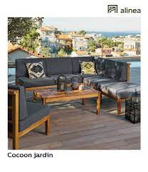 alinea cocoon jardin salon de jardin en acacia massif 4 places jardin salons de jardin alinea de meuble terrasse salon de jardin mobilier de salon