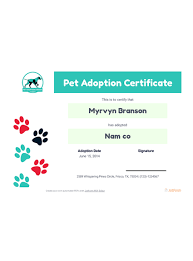Fun when looking at this printable kitten birth certificate template. Free Pet Adoption Certificate Template Pdf Templates Jotform
