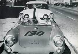 The Hollywood Museum - James Dean and German Porsche mechanic Rolf  Wutherich in front of Competition Motors in Hollywood the morning of  September 30, 1955. The crash later that day would cost