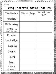 classroom freebies text feature chart freebie from ginger