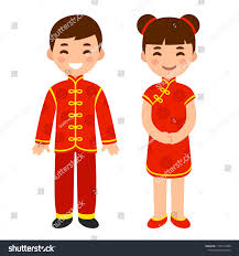 ✓ free for commercial use ✓ high quality images. Cute Boy And Girl In National Costume Of China Cartoon Children In Traditional Red Chinese New Year Clothes Vector Cl New Year Cartoon Cute Boys Cartoon Kids