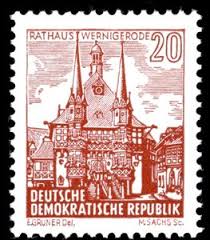 Stamp Townhall Wernigerode Germany Democratic Republic Ddr Landscapes And Historic Buildings Mi Dd 837 Sn Dd 538 Yt Dd 530a Sg Dd E550 Afa Dd 638