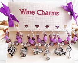 Wine Glass Charms Set Of 6 Wine Gift For Women Wine Etsy Wedding Wine Gift Wine Charms Bridal Shower Wine
