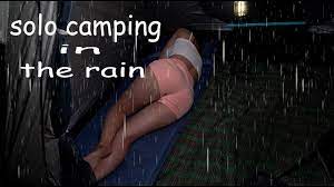 ALONE GIRL CAMPING IN THE RAIN - overnight in the lonely pine tree - YouTube