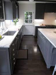 Don't worry of using color. White Cabinets Gray Walls Dark Floors Novocom Top