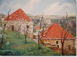 Art Lebanese Village Views Lebanon Paintings Lebanese Village Flowers Arab Artists Art Art Gallery