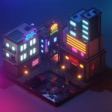 Isometric City Diorama Made By Me Outrun Isometric Art City Artwork Pixel City