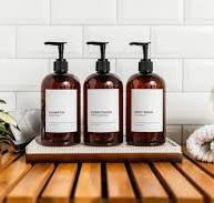 Set of 3 Amber PLASTIC Shampoo and Conditioner Bottles, Body ...
