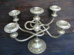 Thg vintage brass candle holder, for home, size: Antique Candle Holder Silver Candlebra Stand Holder Castle Old