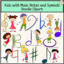 Kids Are Holding Basic Music Symbols Bass Clef Treble Clef Alto Clef Flat Sharp Natural Whole Note Half Note Kids Music Room Music Notes Music For Kids