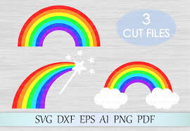 Completely free svg files for cricut, silhouette, sizzix and many other svg compatible electronic cutting machines. Rainbow Svg Rainbow With Clouds Svg Rainbow Cut File 74007 Svgs Design Bundles