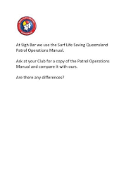 1.4 out of 5 stars from 147 genuine reviews on australia's largest opinion site big mistake. Patrol Operations Manual Surf Life Saving Illawarra