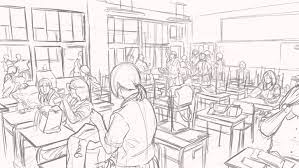 Perspective Sketch Anime Classroom Perspective Drawing Lessons