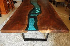 River Table Glass Table Live Edge Dining Table Black Etsy