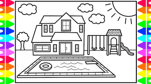 How To Draw A House With A Pool For Kids House With Pool Drawing And Coloring Pages For Kids Youtube how to draw a house with a pool for kids house with pool drawing and coloring pages for kids