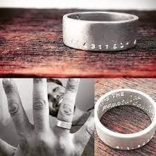Men S Silver Coordinate Promise Ring Hand Stamped Gps Etsy Personalized Silver Rings Personalized Wedding Bands Promise Rings For Guys