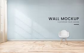 Download Premium Psd Of White Chair Against A Blue Wall Mockup 580442 Blue Rooms White Chair Blue Walls