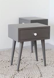 Gray Mid Century Nightstand Bedside Table With Drawer Etsy Mid Century Nightstand Mid Century Modern Furniture Scandinavian Bedroom