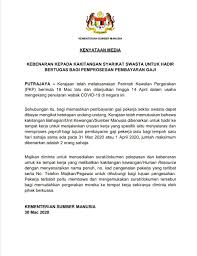 Surat kebenaran untuk bekerja dan rentas daerah semasa tempoh perintah kawalan pergerakan bersyarat (pkpb). Surat Pengesahan Majikan Pkp