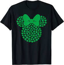 Amazon Com Disney Minnie Mouse Icon Green Shamrocks St Patrick S Day T Shirt Clothing Shoes Jewelry