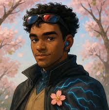 What anime show features a male character wearing a blue fur cape and  wielding a giant sword?