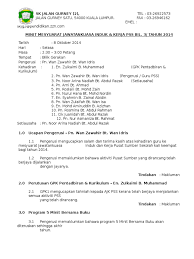 Sk jalan gurney 2, kuala lumpur. Minit Mesyuarat Pss