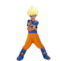 Disfraz de Saiyan Son Goku de Dragon Ball con peluca para niño