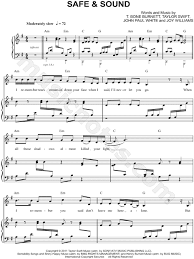 Taylor Swift Ft The Civil Wars Safe Sound Taylor Swift Feat The Civil Wars Safe Sound Sheet Music In G Major Transposable Download Print Sheet Music Piano Sheet Music Clarinet Music