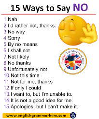 Different Ways To Say No In English 1 Nah 2 I D Rather Not Thanks 3 No Way 4 Sorry 5 By No Means 6 English Words Learn English Words English Vocabulary Words