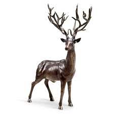 Buck deer on field, wildlife nature vector illustration with wild animals. Brass Deer Statue Buck Statue Bull Market Gifts